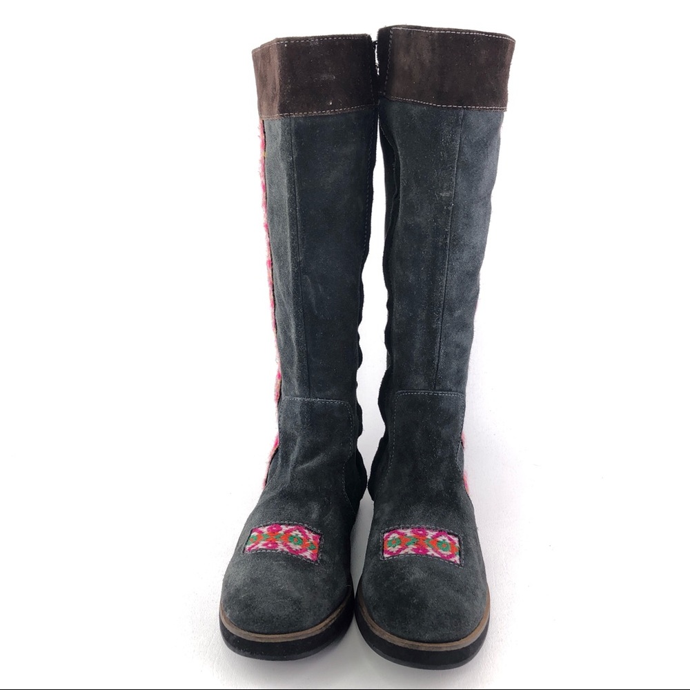 Inca Gray Leather Zip Tall Boots 8 - Picture 4 of 13